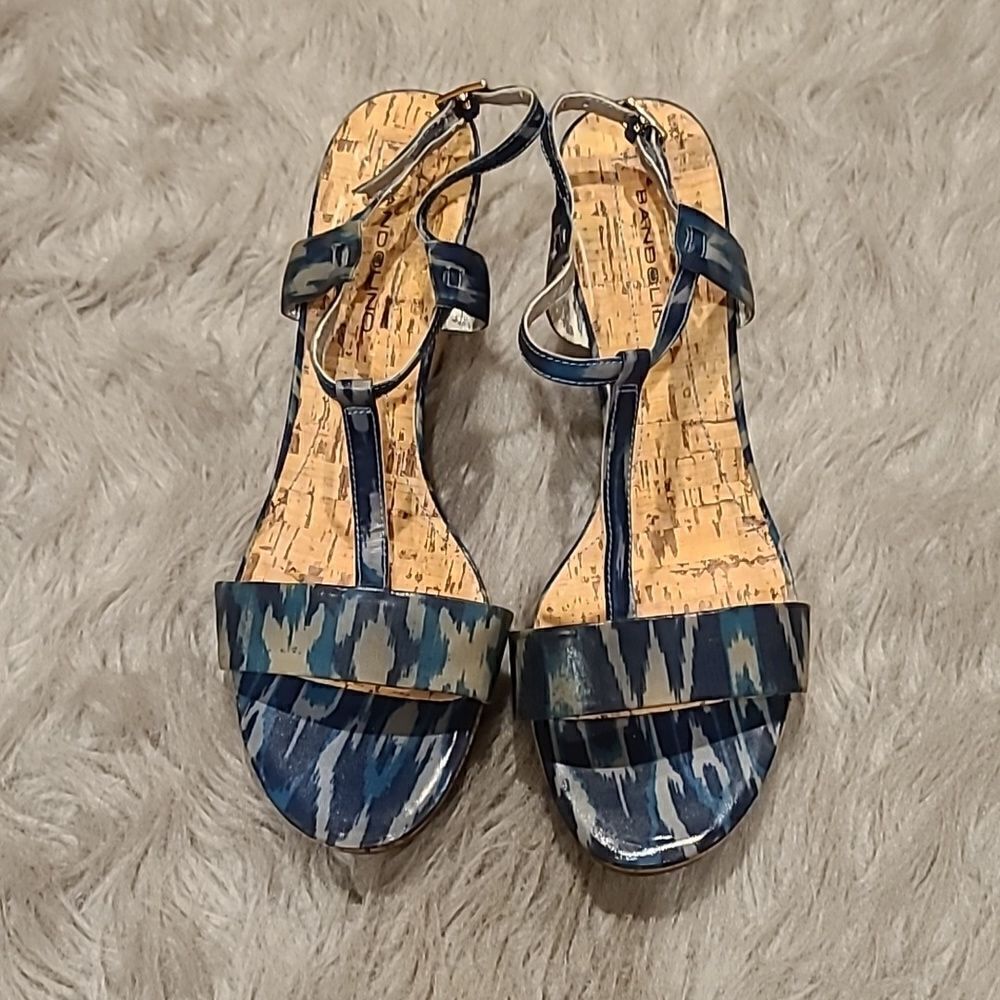 Bandolino‎ womens blue cork wedges with ankle strap size 9 1/2